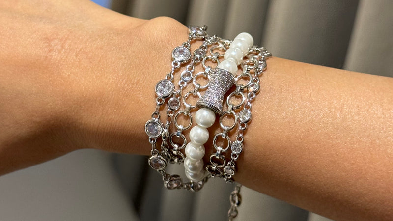 Oceanic Silver Pearl Wrap Bracelet