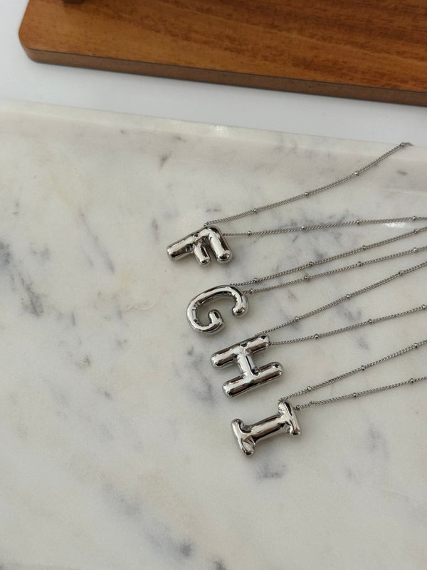 Silver Chunky Initial Statement Necklace
