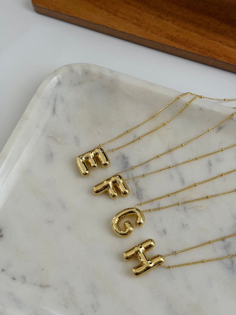 Gold Chunky Initial Statement Necklace