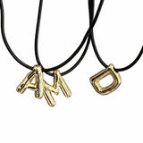 Gold Chunky Initial with Black Thread