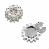 Ornate Pearl Sunburst Button Brooch