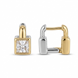 The Aura Two-Tone Square Solitaire Earrings