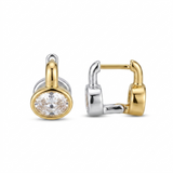 The Aura Two-Tone Oval Solitaire Earrings