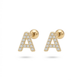 Pave Crystal Alphabet Stud Earrings