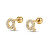 Pave Crystal Alphabet Stud Earrings