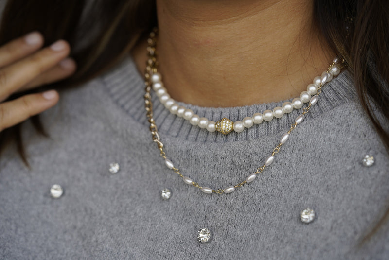 Mint Crystals & Pearl Wrap Bracelet