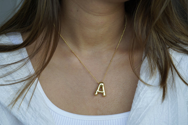 Gold Chunky Initial Statement Necklace