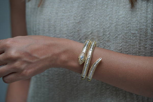 Anti-Tarnish Studded Snake Cuff