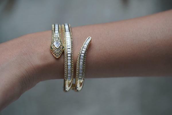 Anti-Tarnish Studded Snake Cuff