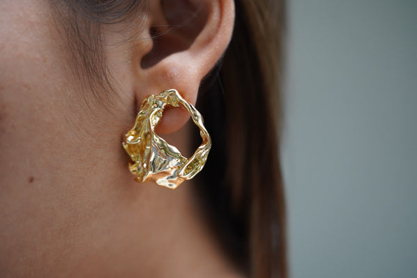 Gold Mini Hammered Stud Earring