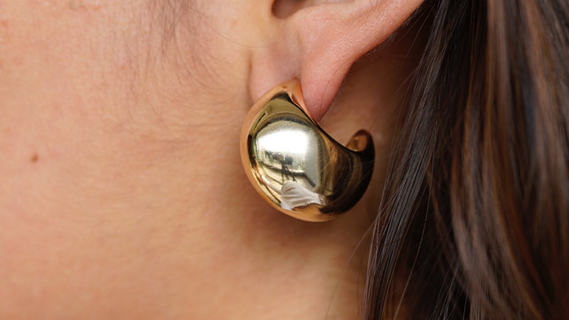 Chunky gold half moon earrings