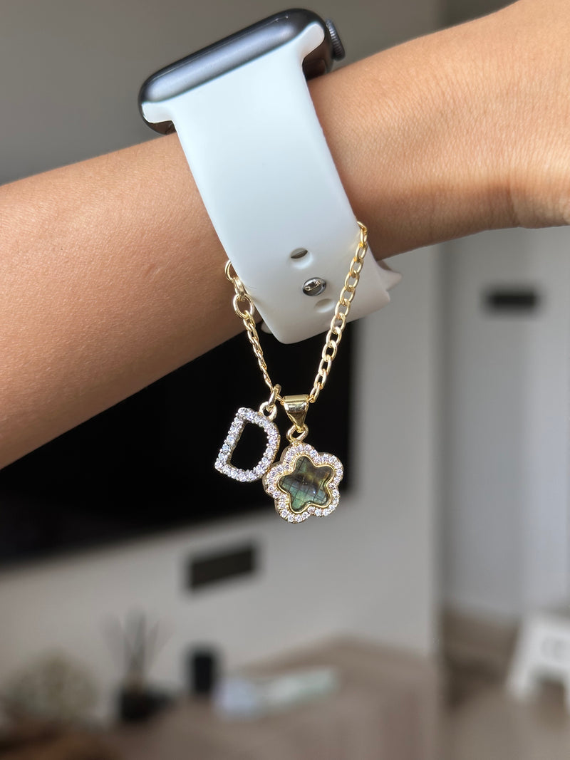 Cosmic Flower Watch Charm with Initials