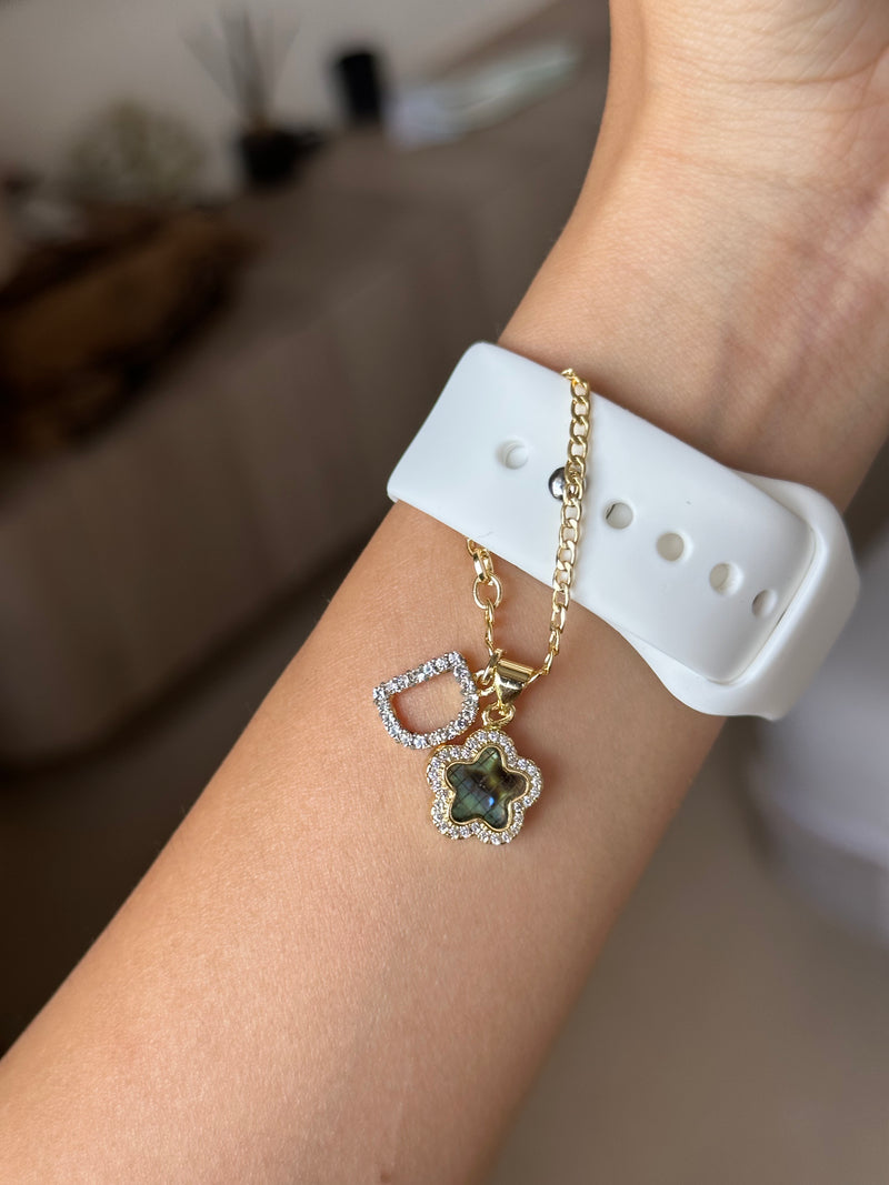 Cosmic Flower Watch Charm with Initials