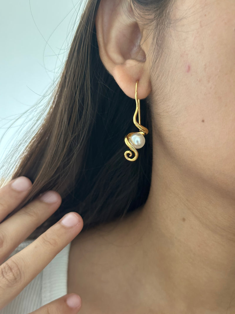 Spiral Pearl Earrings