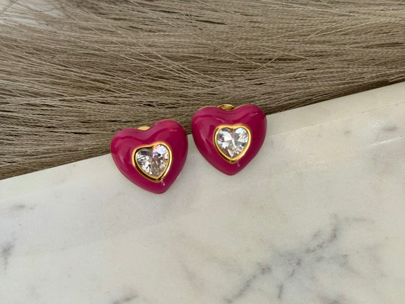 Bubble Heart Gem Studs