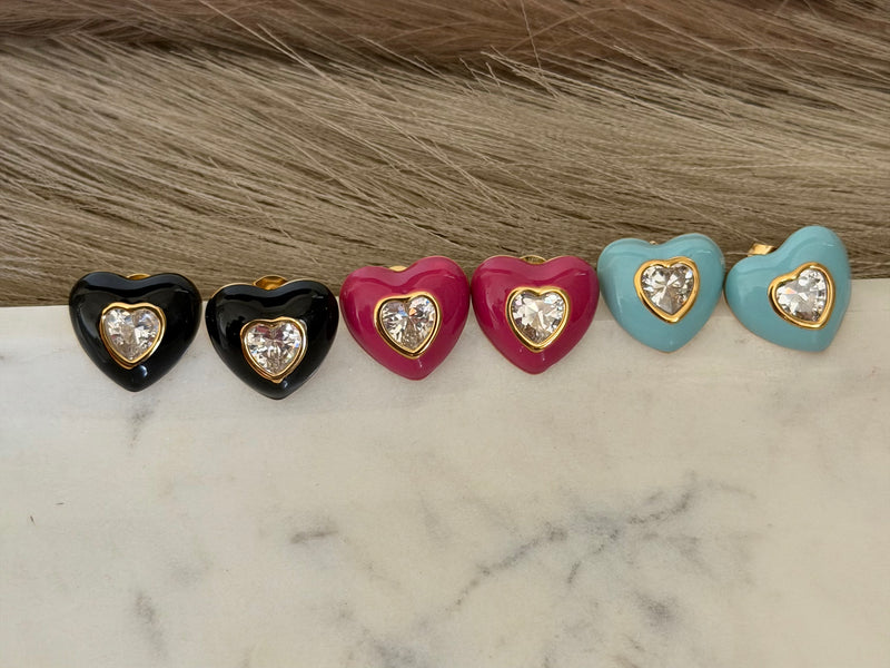 Bubble Heart Gem Studs