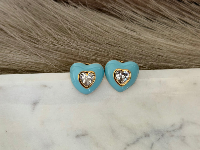 Bubble Heart Gem Studs