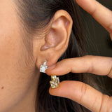 The Aura Two-Tone Square Solitaire Earrings