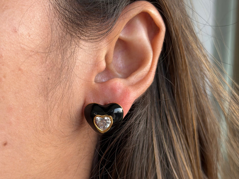 Bubble Heart Gem Studs