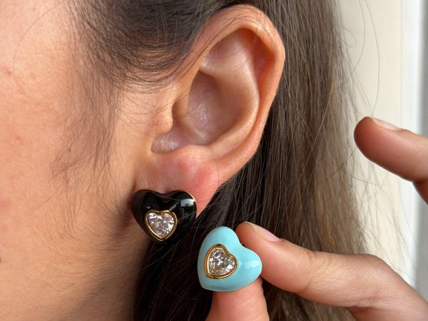 Bubble Heart Gem Studs