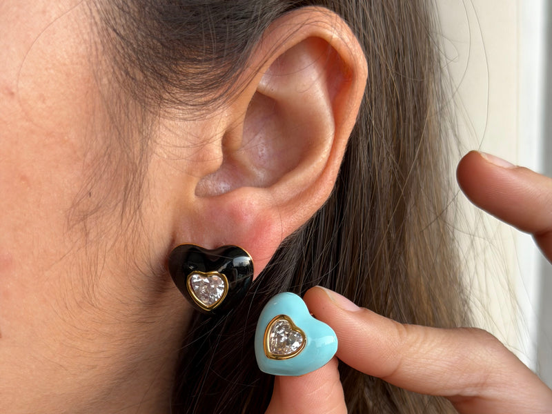 Bubble Heart Gem Studs
