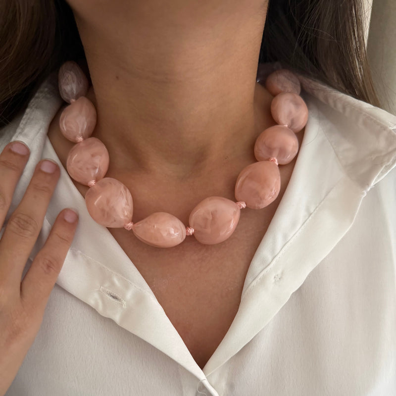 Blush Pink Acrylic Beaded Necklace