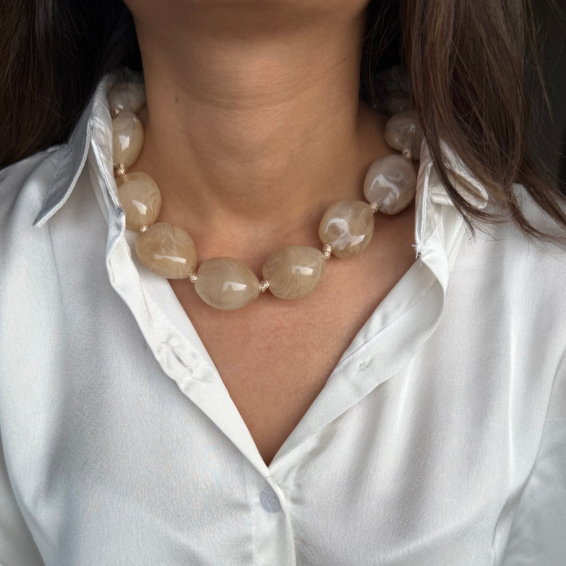 Creamy Acrylic Beaded Necklace