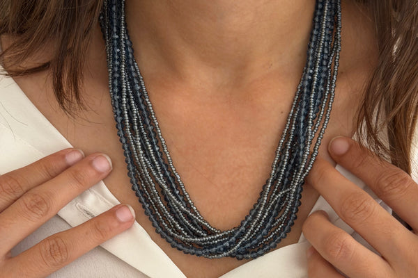 Blue Multi Stand Magnetic Necklace