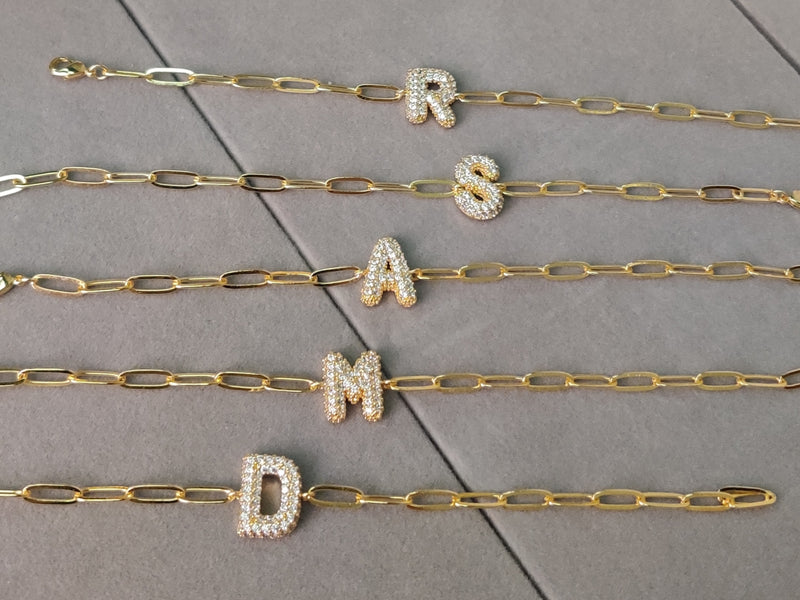 Bubble Initial Link Bracelet