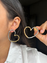 Two Tone Heart Earrings