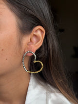 Two Tone Heart Earrings