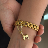 Golden Heartlink Initial Watch Charm