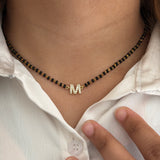 Studded Initial Mangalsutra Necklace