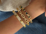 Set Of 3:  Rainbow Cuff, Arrow Studded Cuff, Studded Link Bracelet Cuff