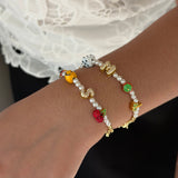 Kids Personalized Pearl 5 Charms Bracelet
