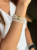Pearl Bold Initial Magnetic Bracelet