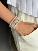 Pearl Studded Initial Magnetic Bracelet