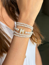 Pearl Studded Initial Magnetic Bracelet