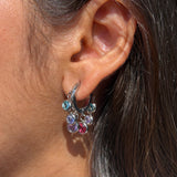 Champagne Cluster Silver Multi Color Hoops