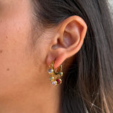 Champagne Cluster Gold Multi Color Hoops