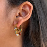 Champagne Cluster Gold Multi Color Hoops