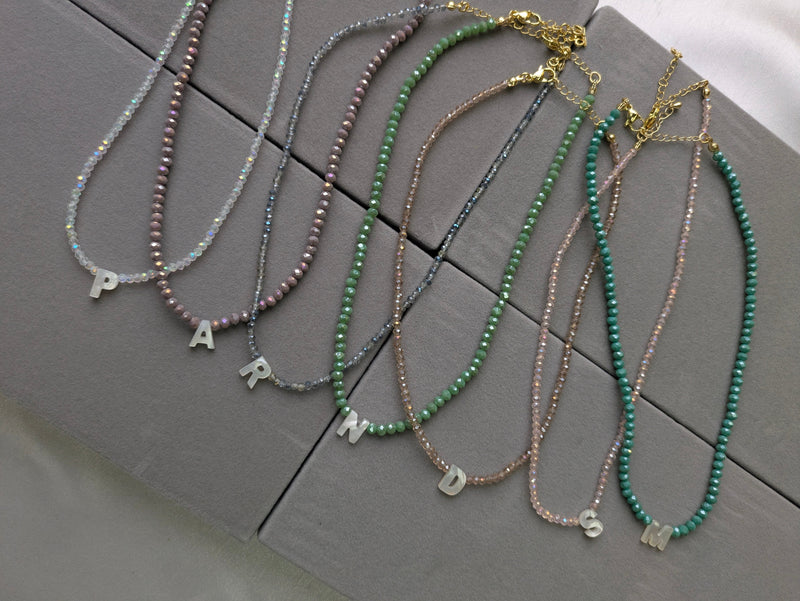 Sparkle Beaded Initial Necklace