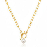 Link Chain Pearl Necklace