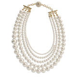 Four-Strand Graduated Layered Pearl Statement Necklace