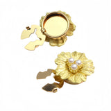 Matte Textured Flower Button Brooch