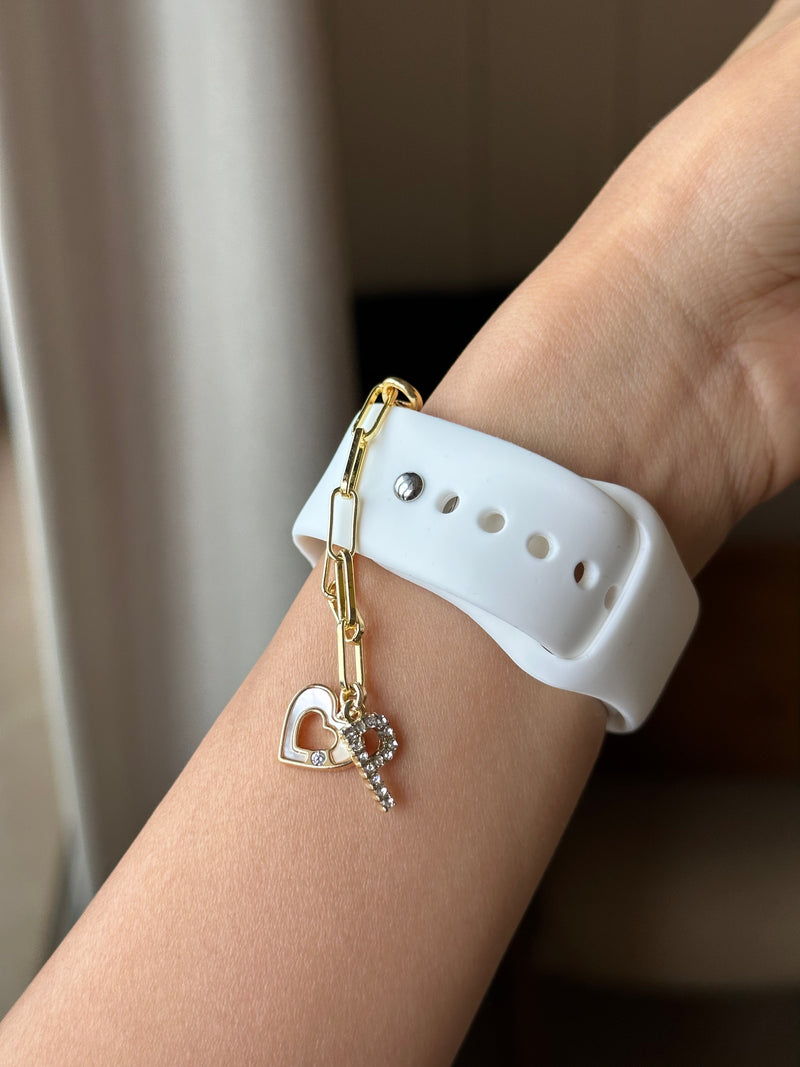 Dainty Heart Watch Charm with Initials