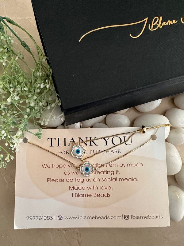 Gold Evil Eye Clover Set