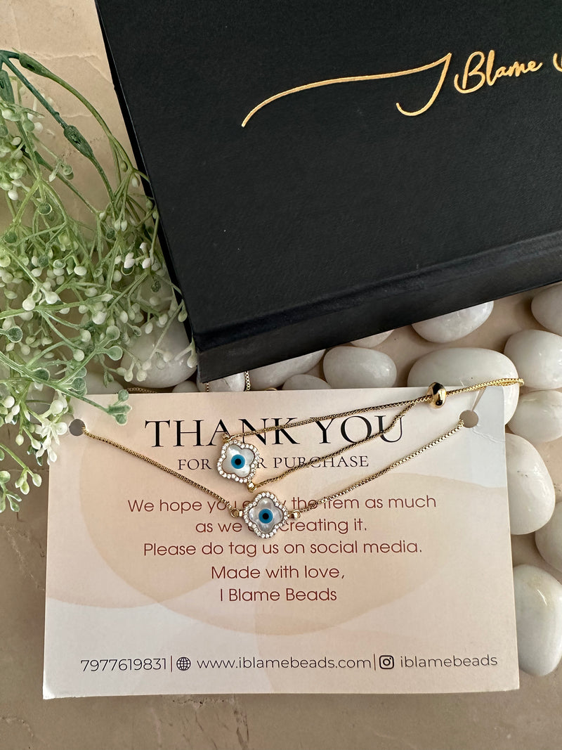 Gold Evil Eye Clover Set
