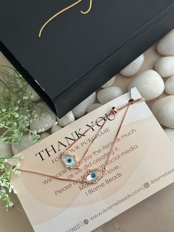 Rose Gold Hamsa Hand Evil Eye Set