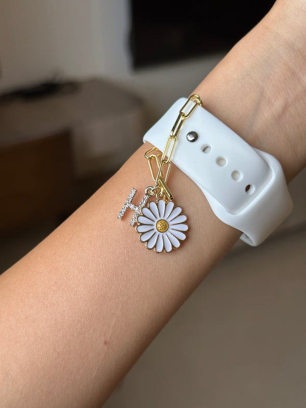 Daisy Flower Watch Charm with Initials